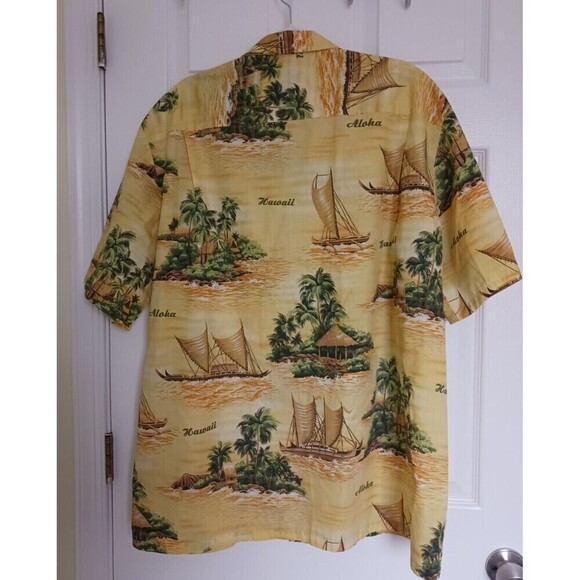 Royal Creations Hawaiian Mens Shirt Short Sleeve Floral Aloha Yellow 2XL - Picture 2 of 4